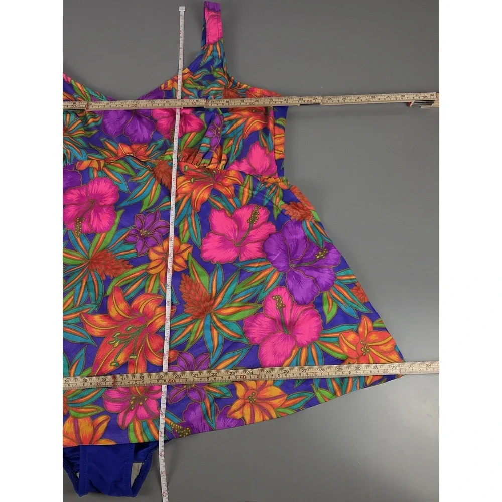 Vintage Robby Len One Piece PLUS 32W Neon Pink Purple Orange Green Blue Tropical
